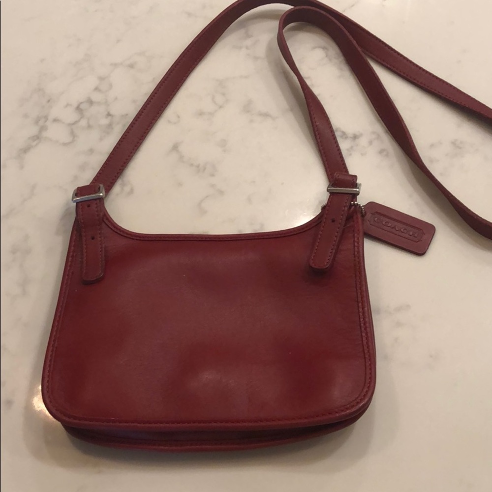 Red leather Coach Crossbody.